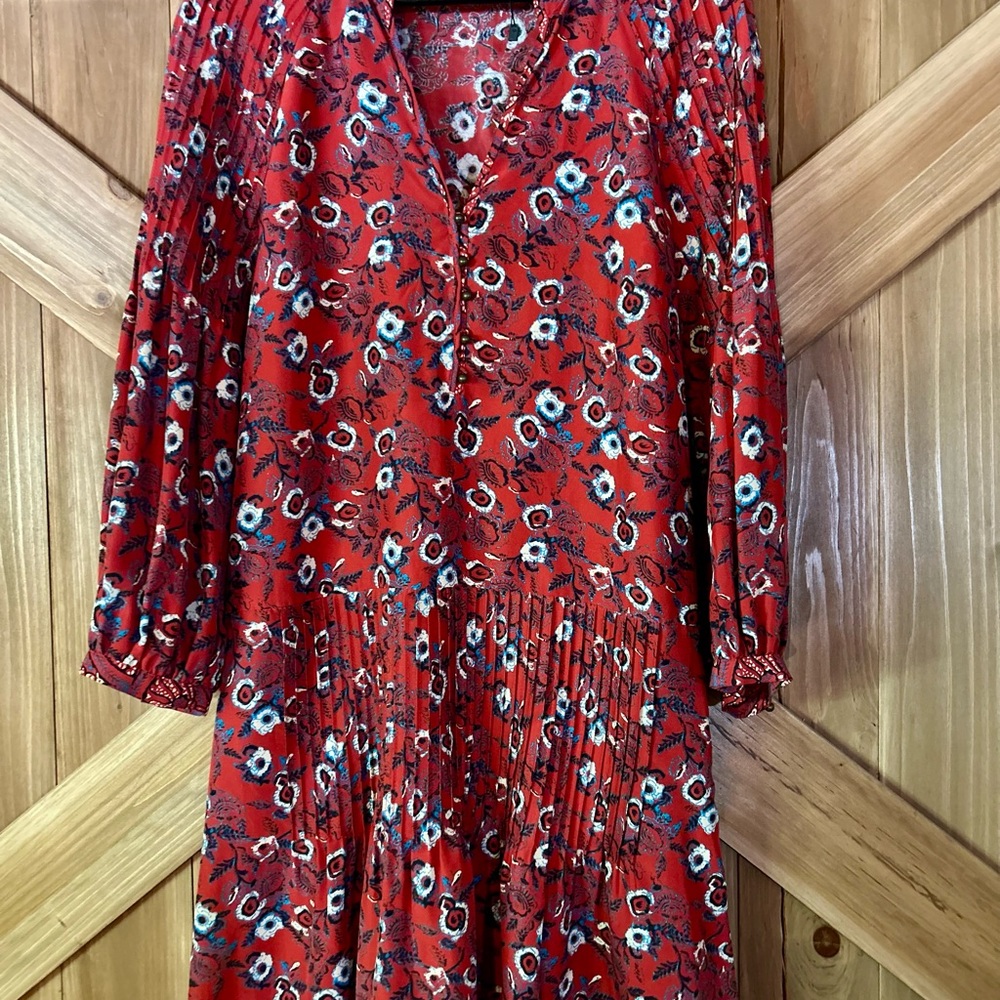Veronica Beard Silk Red Floral Dress